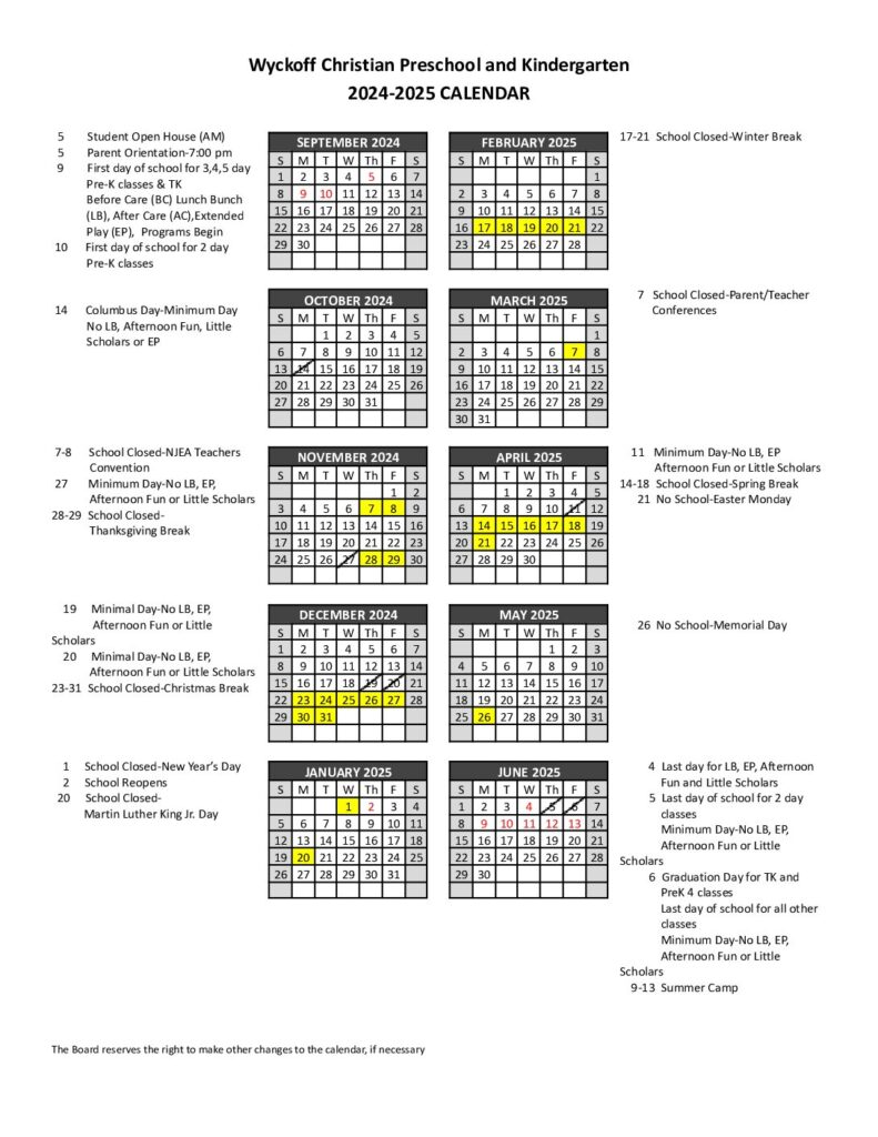 2024-2025 Calendar